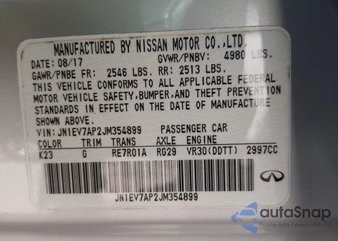 2018 Infiniti Q50 3.0T Luxe z USA, uszkodzony, nr VIN JN1EV7AP2JM354899